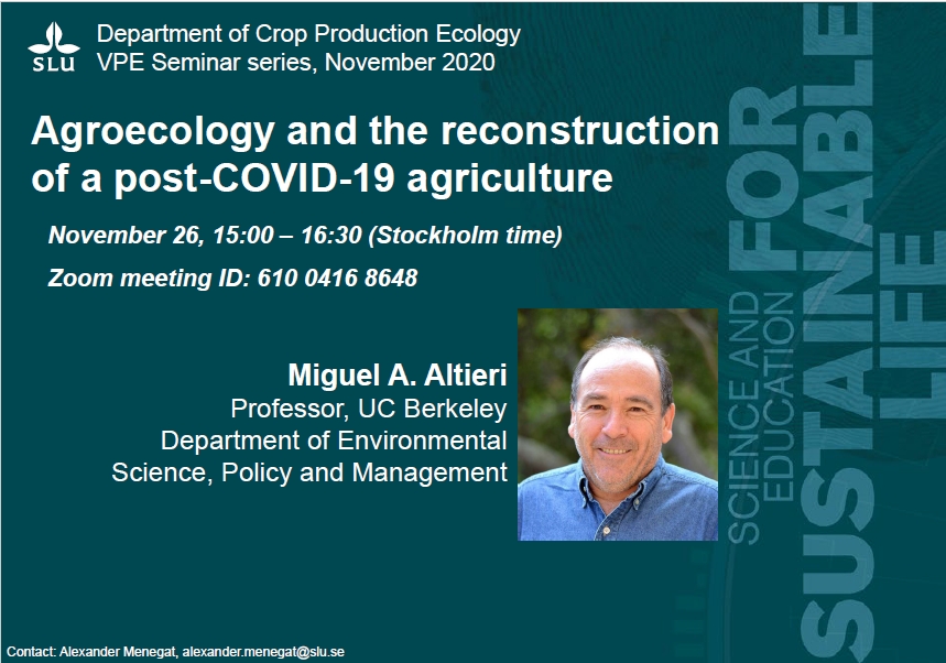 Agroecology and the reconstruction of a post-COVID-19 agriculture