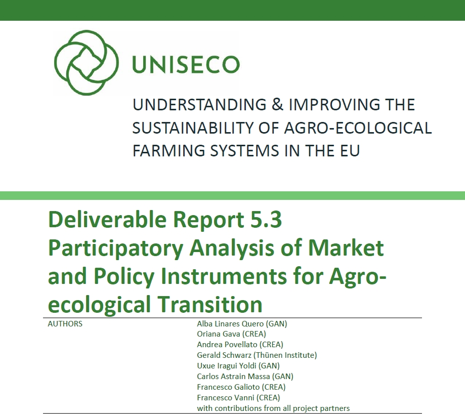D5.3 - Participatory Analysis of Market and Policy Instruments for Agro-ecological Transition