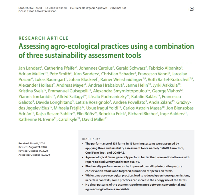 Research article: Assessing agro-ecological practices using a combination of three sustainability assessment tools