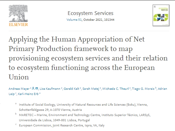 RESEARCH ARTICLE: Applying the HANPP framework to map provisioning ecosystem services and their relation to ecosystem functioning across the EU